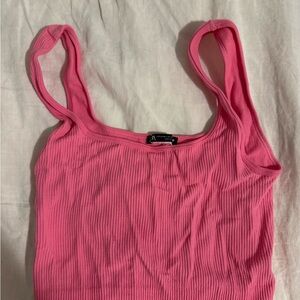 Zara Vibrant Pink Ribbed cropped Tank Top